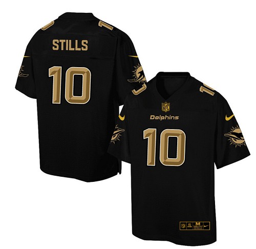 Men's Elite Kenny Stills Nike Jersey Black - #10 Pro Line Gold Collection NFL Miami Dolphins